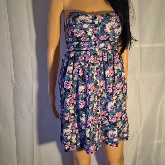 Xhilaration **strapless dress with colorful floral design in size Medium - Picture 1 of 15